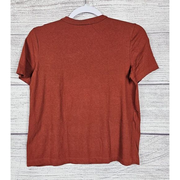 Zara Trafaluc Tie Collar Short Sleeve T-Shirt Burnt Orange Size Small - Picture 2 of 3